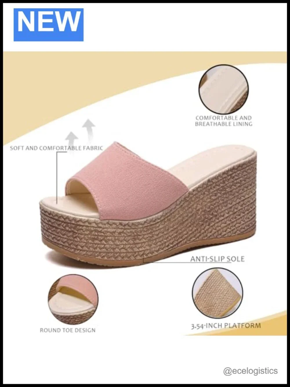 Women's Open-Toe Platform Wedge Espadrille Slippers Breathable Fish Mouth